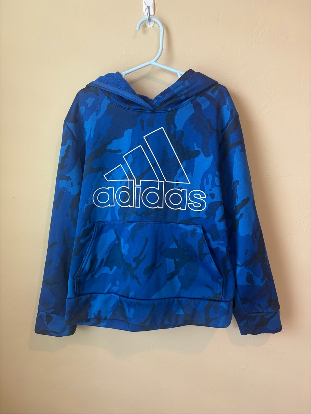 Adidas Blue Camo Logo Kids Hoodie size 8